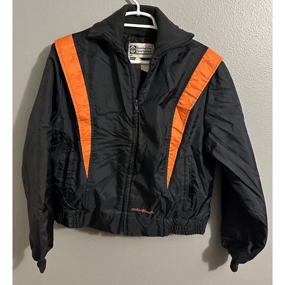 Flight Other - Bombardier Sportswear Moto•Ski Mens Small Black Orange Bomber Jacket Vintage